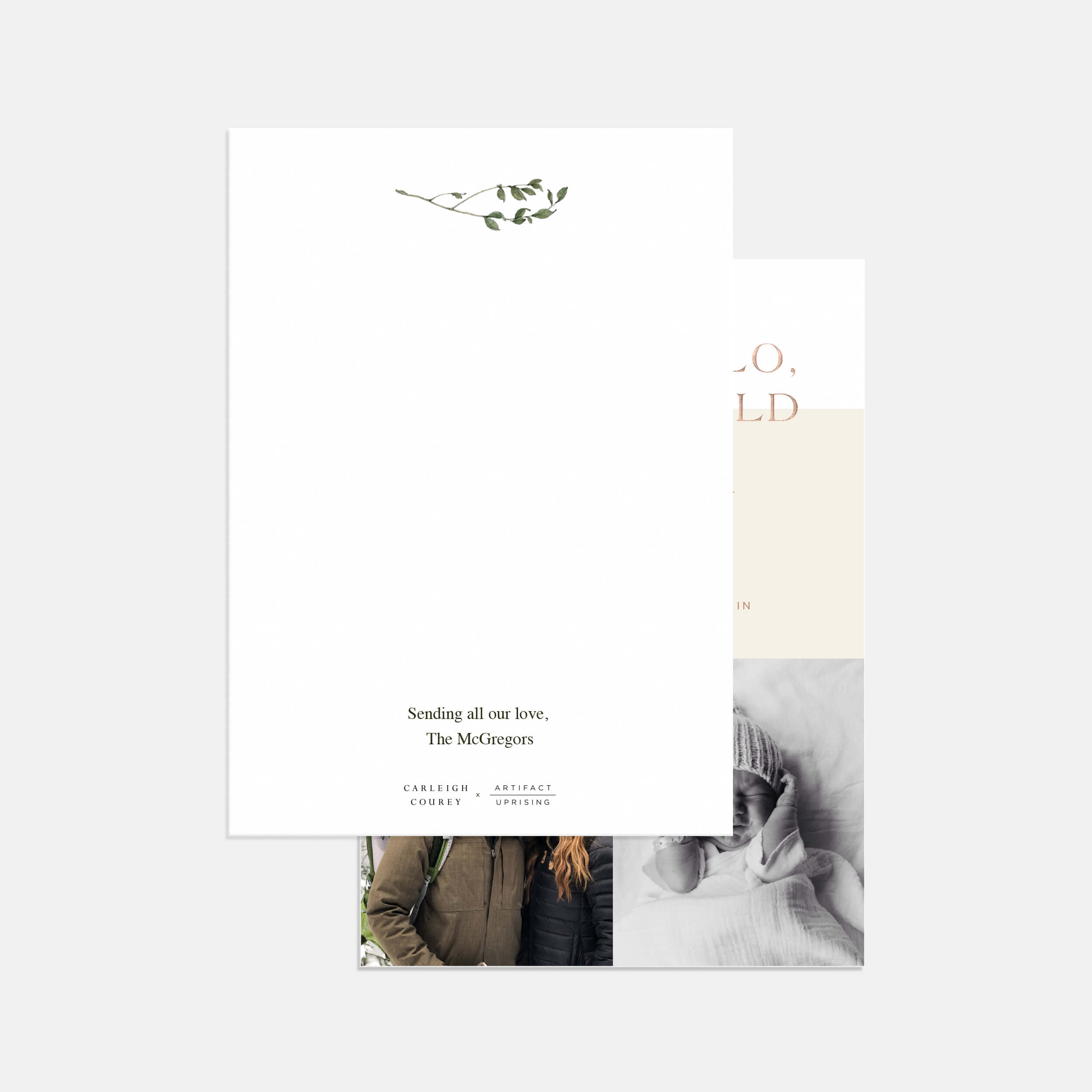 Duo-Image Greenery Birth Announcement by Artifact Uprising | Cards