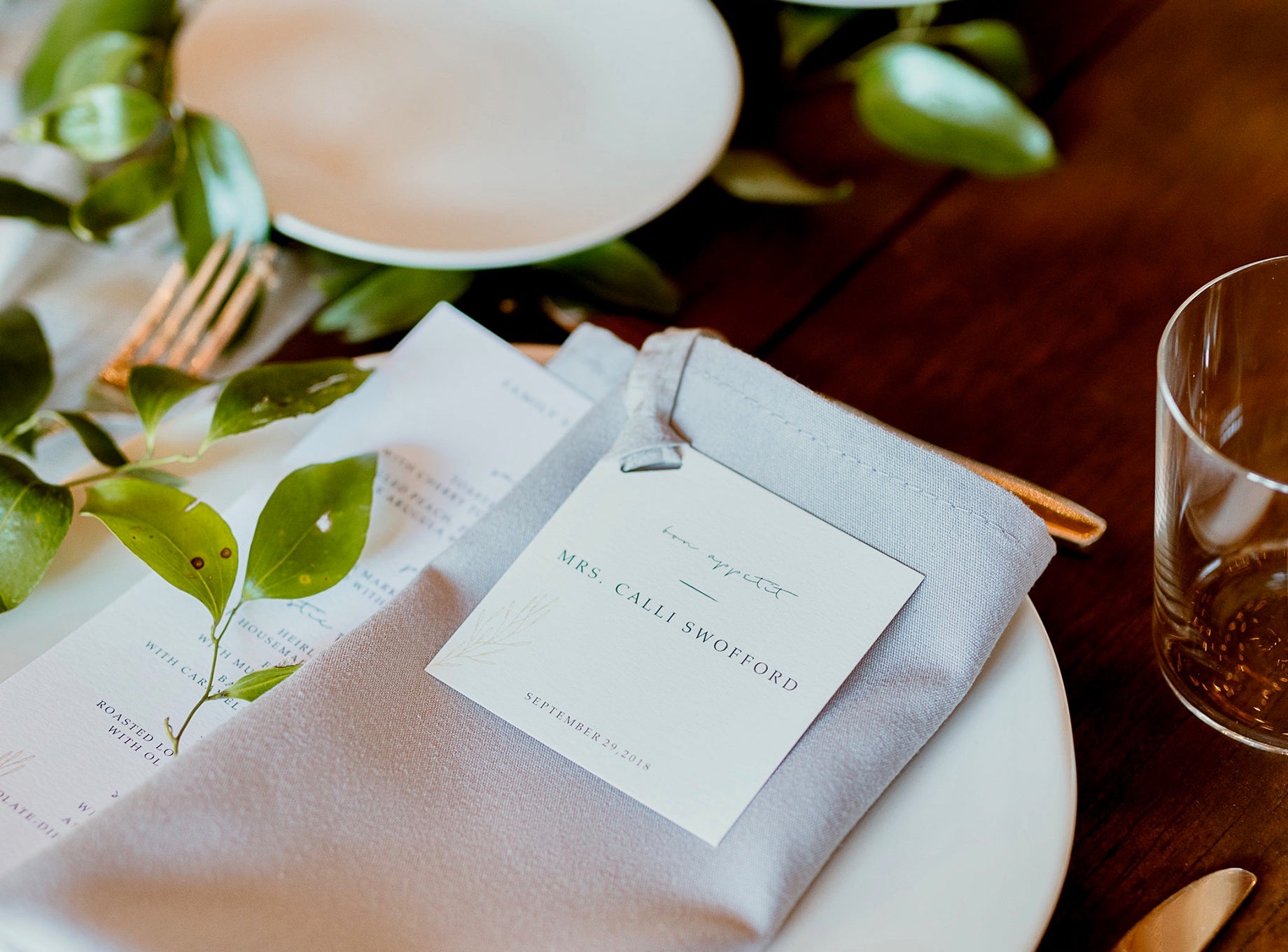 Table place setting at wedding