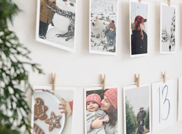 Zoomed in image of advent calendar comprised of photo prints